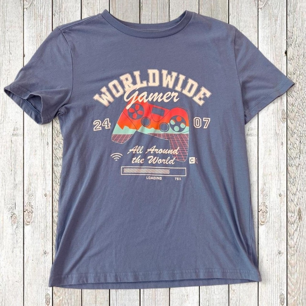 Sonoma Boys 14/16 Blue Worldwide Gamer Graphic Gaming T Shirt